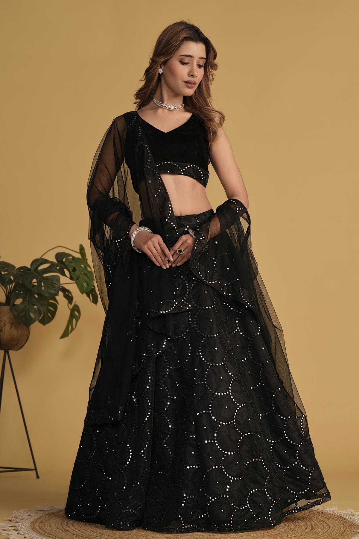 Organza Net Embroidery A Line Lehenga Choli