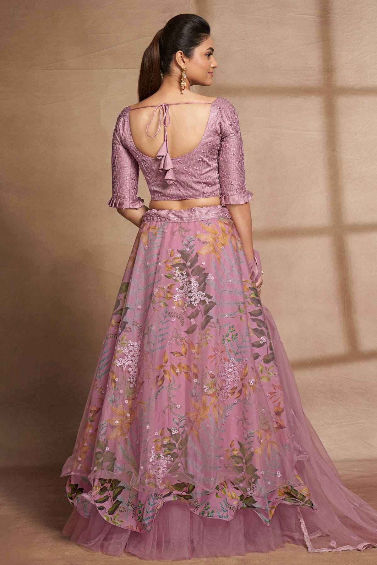 Organza and Net Designer Lehenga Choli In Lavender Colour