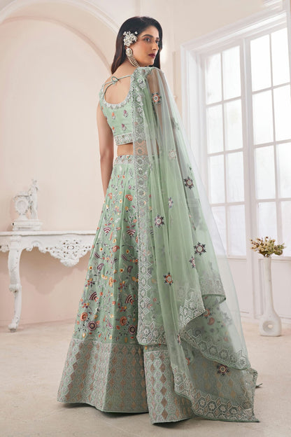 Pastel Green Colour Embroidery Art Silk Lehenga Choli