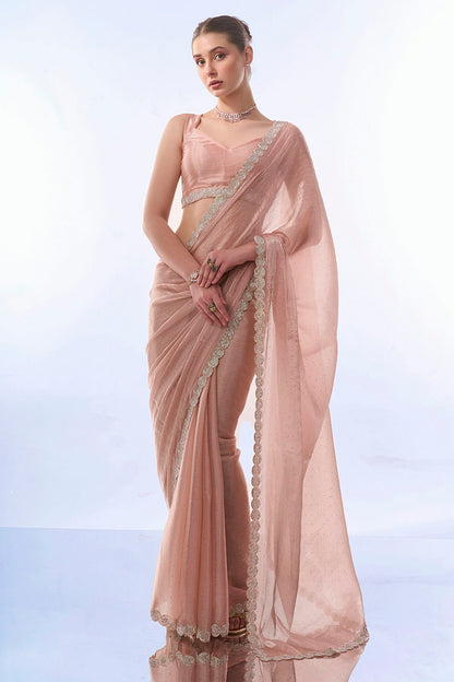 Peach Colour Burburry Saree