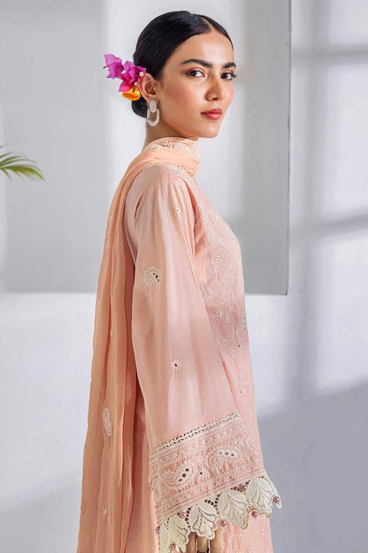 Peach Colour Cotton Semi Stitched Pakistani Suit