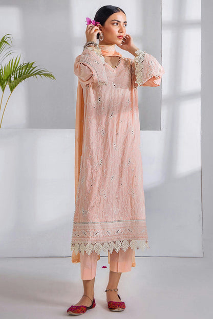 Peach Colour Cotton Semi Stitched Pakistani Suit