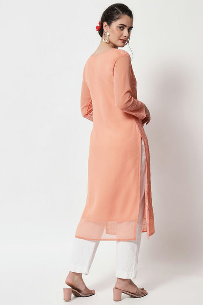 Peach Colour Georgette Kurti VSKR1111286