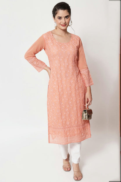 Peach Colour Georgette Kurti