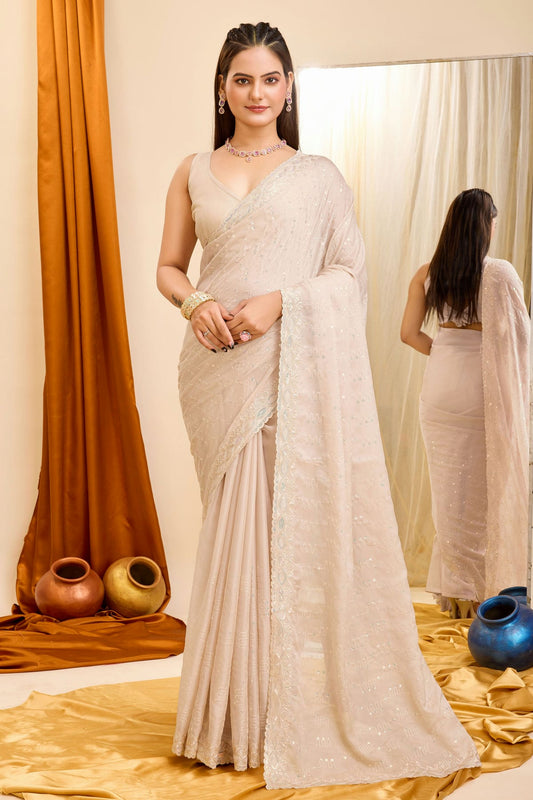 Peach Colour Georgette Saree