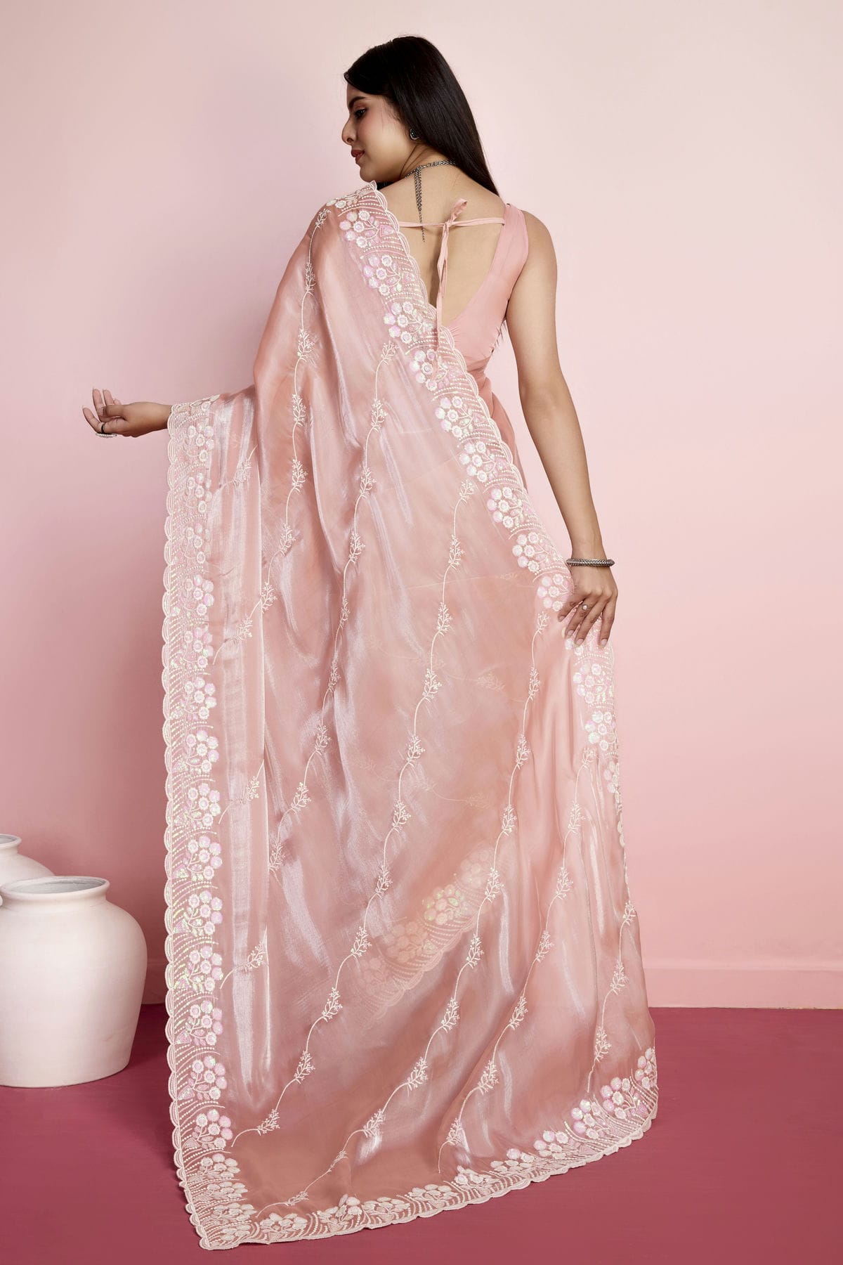 Peach Colour Jimmy Choo Saree