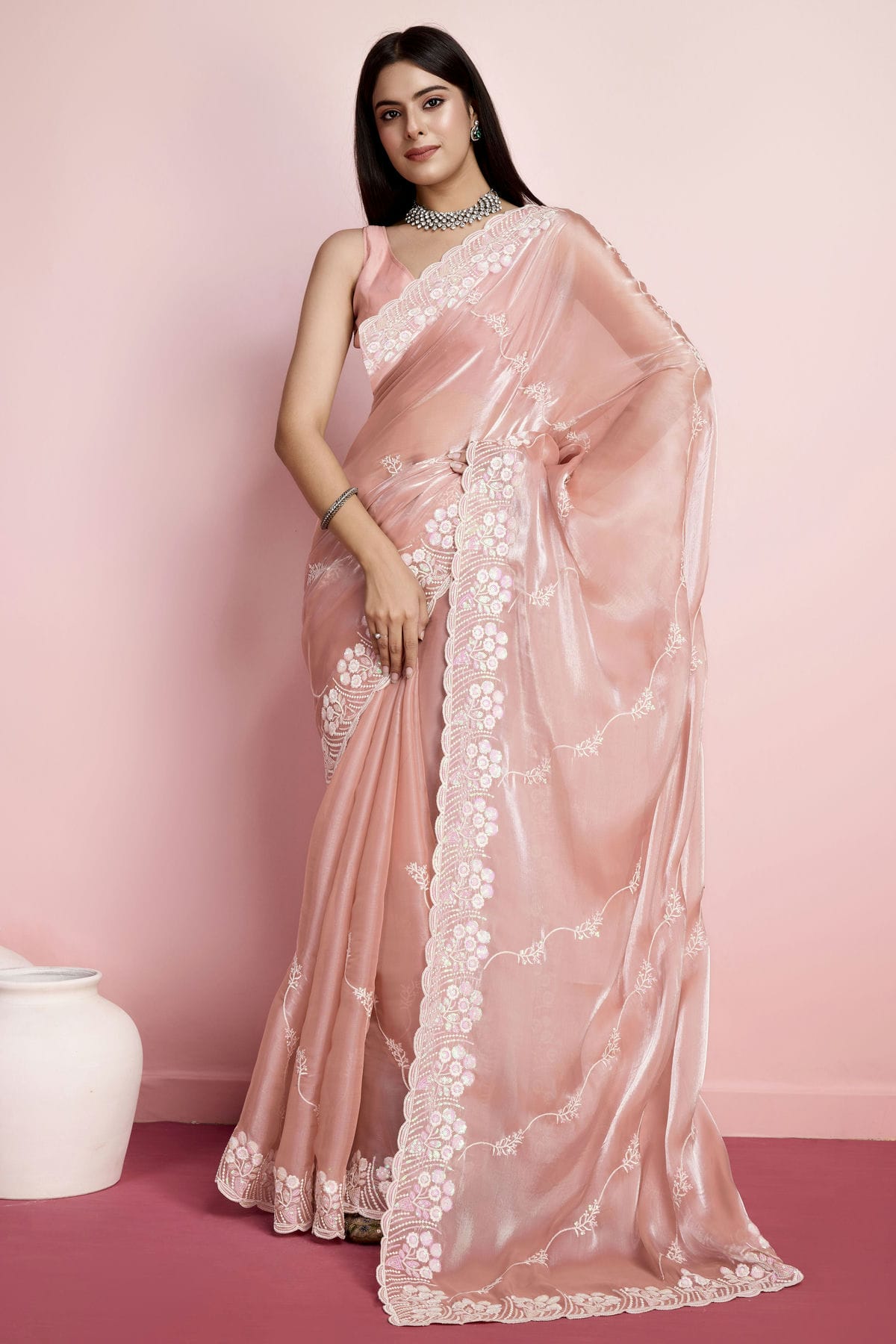 Peach Colour Jimmy Choo Saree