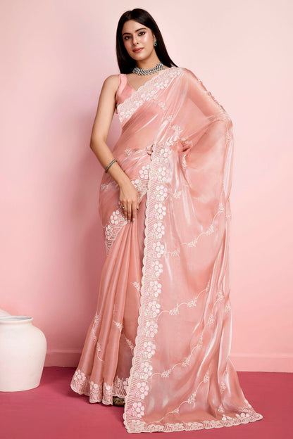 Peach Colour Jimmy Choo Saree