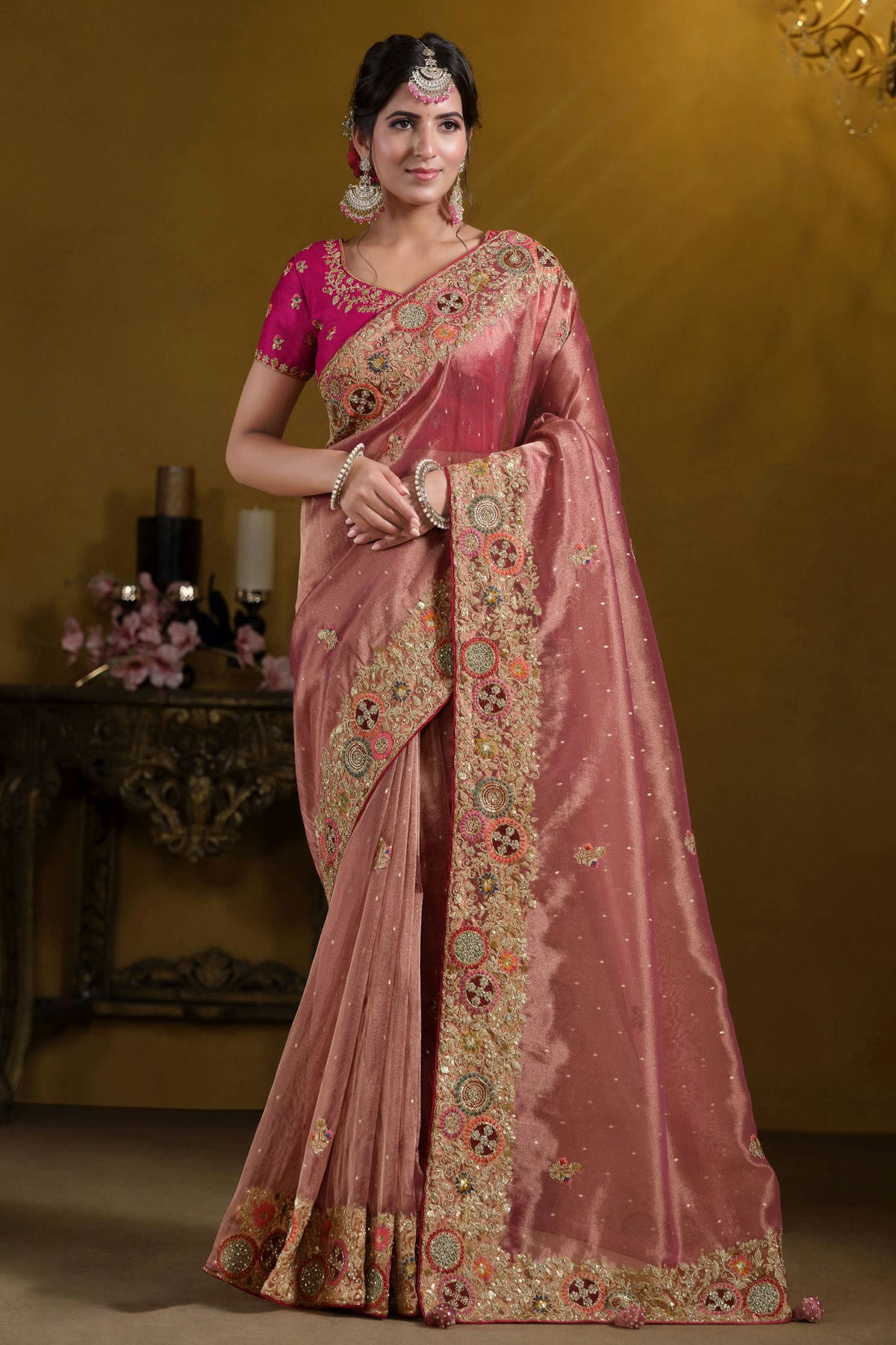 Peach-Colour-Organza-Silk-Designer-Saree-VSSD1112603