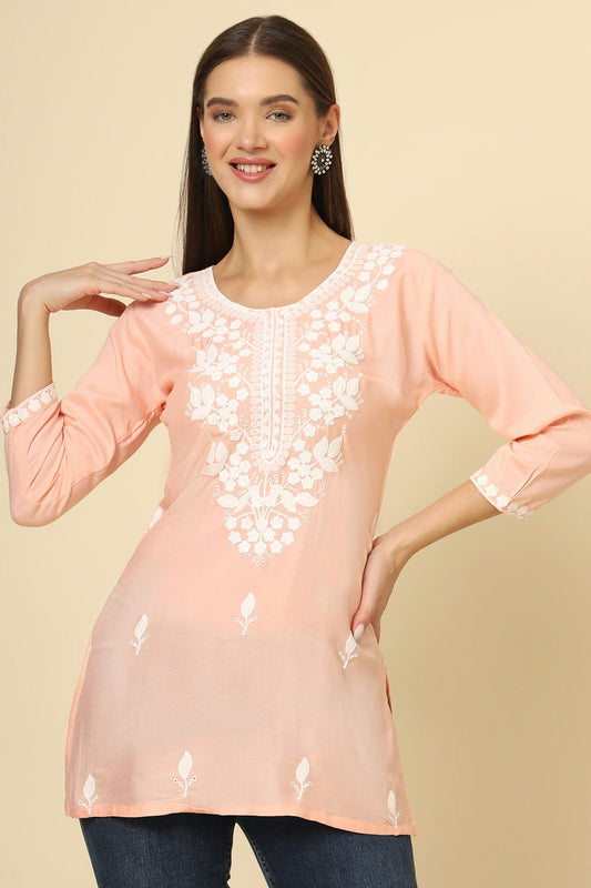 Peach Colour Rayon Readymade Top