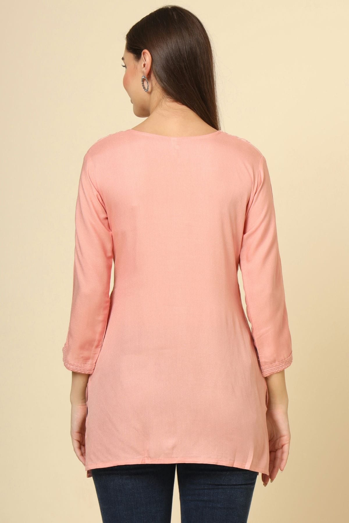 Peach Colour Rayon Readymade Top