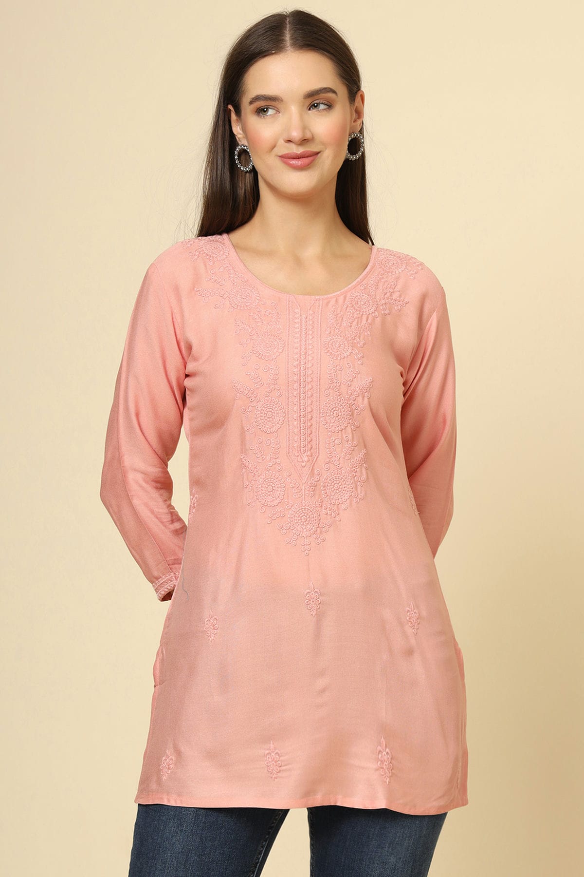 Peach Colour Rayon Readymade Top