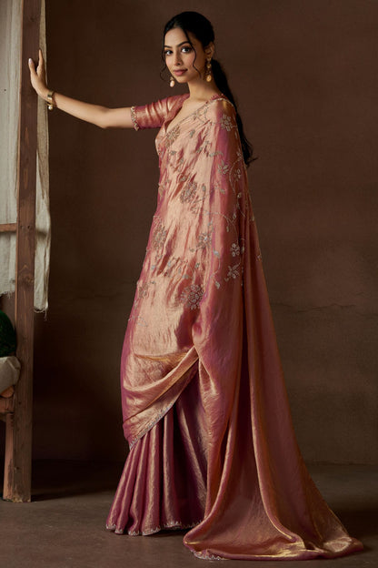 Peach Colour Silk Designer Saree VSSD1121957