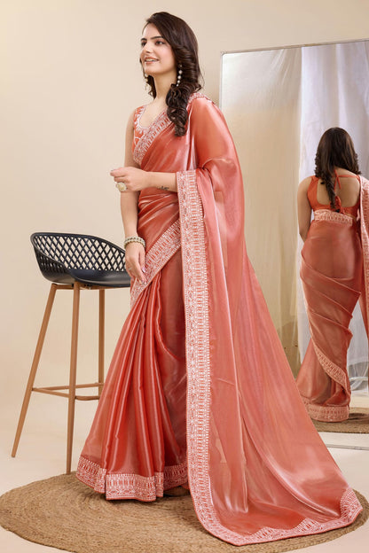 Peach Colour Silk Saree