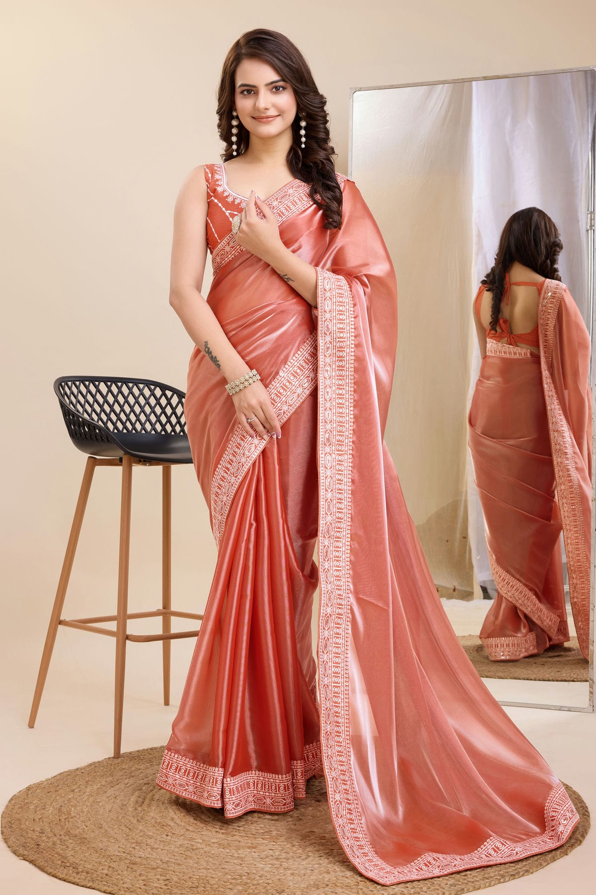 Peach Colour Silk Saree