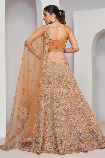 Peach Colour Soft Net Lehenga Choli