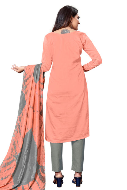 Peach Colour Unstitched Cotton Straight Suit