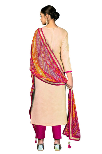 Peach Colour Unstitched Jam Cotton Fabric Straight Suit