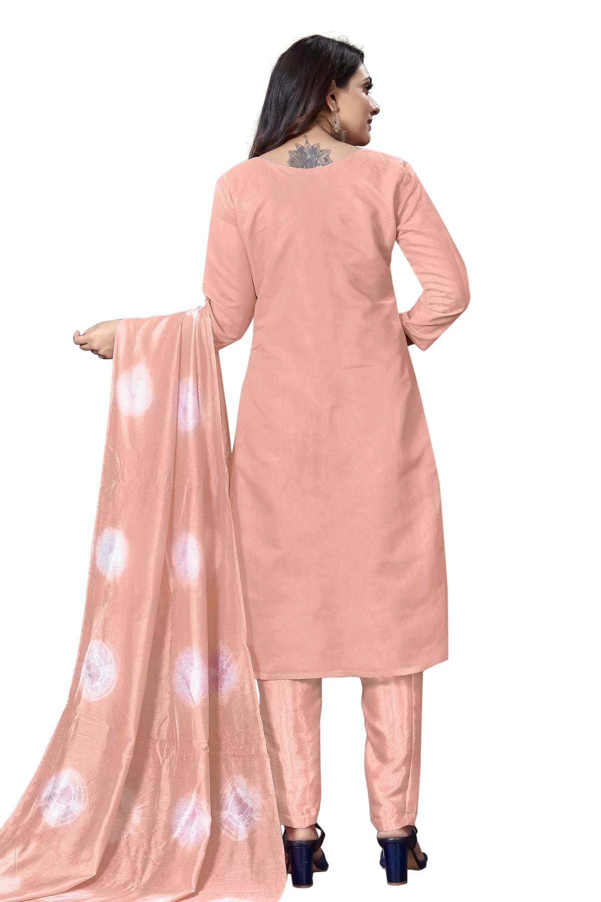 Peach Colour Unstitched Modal Cotton Straight Suit