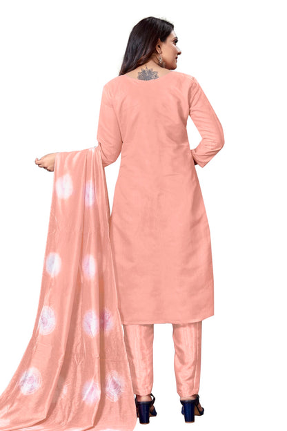 Peach Colour Unstitched Modal Cotton Straight Suit