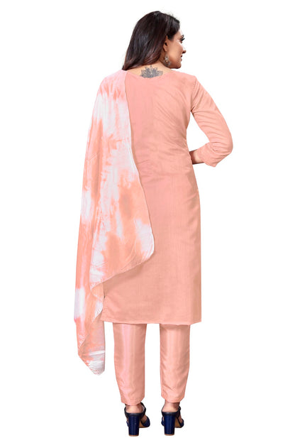 Peach Colour Unstitched Modal Cotton Straight Suit