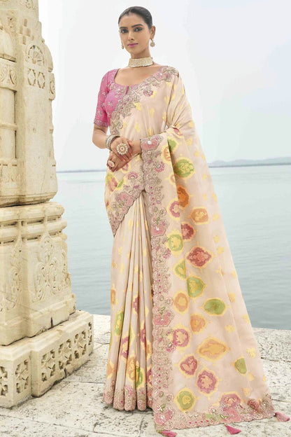 Peach-Colour-Viscose-Tissue-Silk-Designer-Saree-VSSD1112658