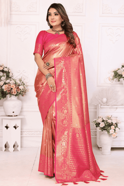 Peach-Colour-Woven-Work-Pure-Banarasi-Tissue-Silk-Traditional-Saree-VSSD1250249