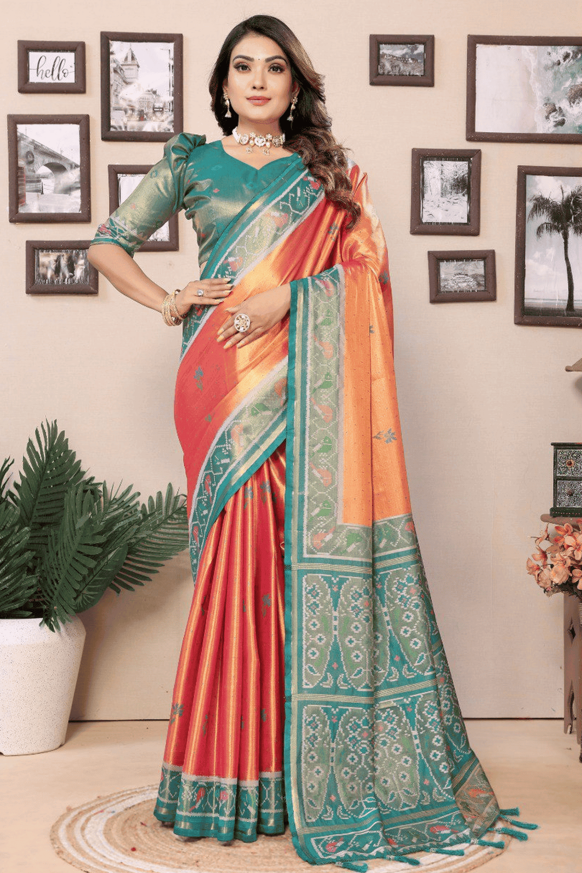 Peach-Colour-Woven-Work-Pure-Banarasi-Tissue-Silk-Traditional-Saree-VSSD1250293