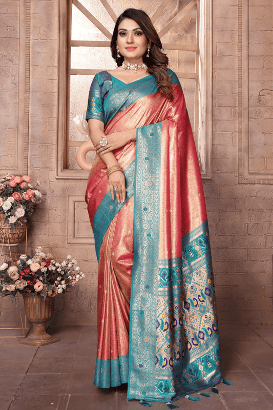 Peach-Colour-Woven-Work-Pure-Banarasi-Tissue-Silk-Traditional-Saree-VSSD1250326