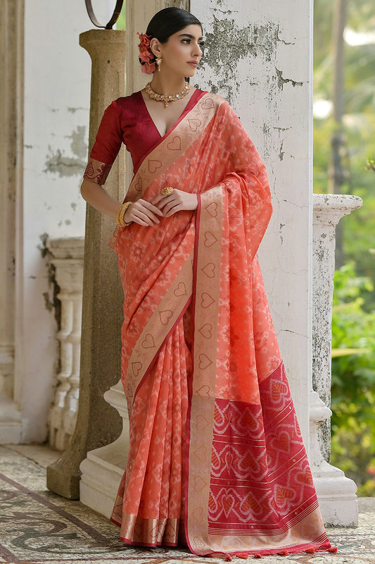 Peach-Colour-Woven-Work-Raw-Silk-Saree-VSSD1260037