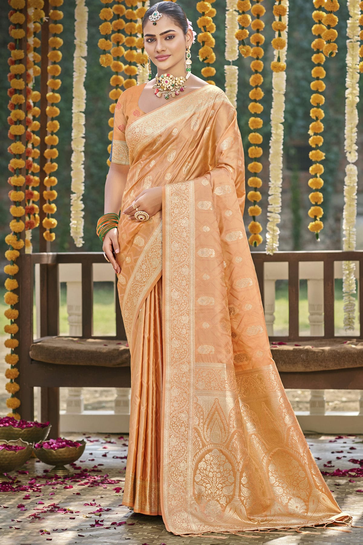 Peach-Colour-Woven-Work-Satin-Silk-Traditional-Saree-VSSD1103362