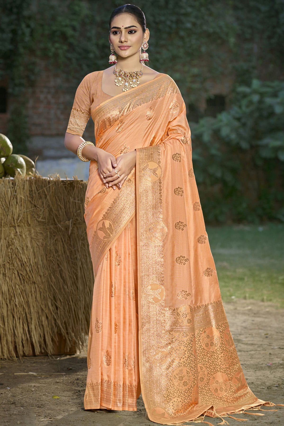 Peach-Colour-Woven-Work-Silk-Traditional-Saree-VSSD1103348