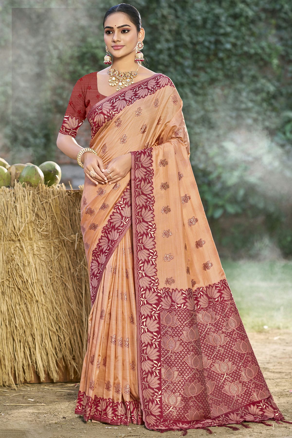 Peach-Colour-Woven-Work-Silk-Traditional-Saree-VSSD1103351