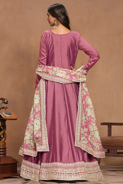 Pink Colour Art Silk Anarkali Suit