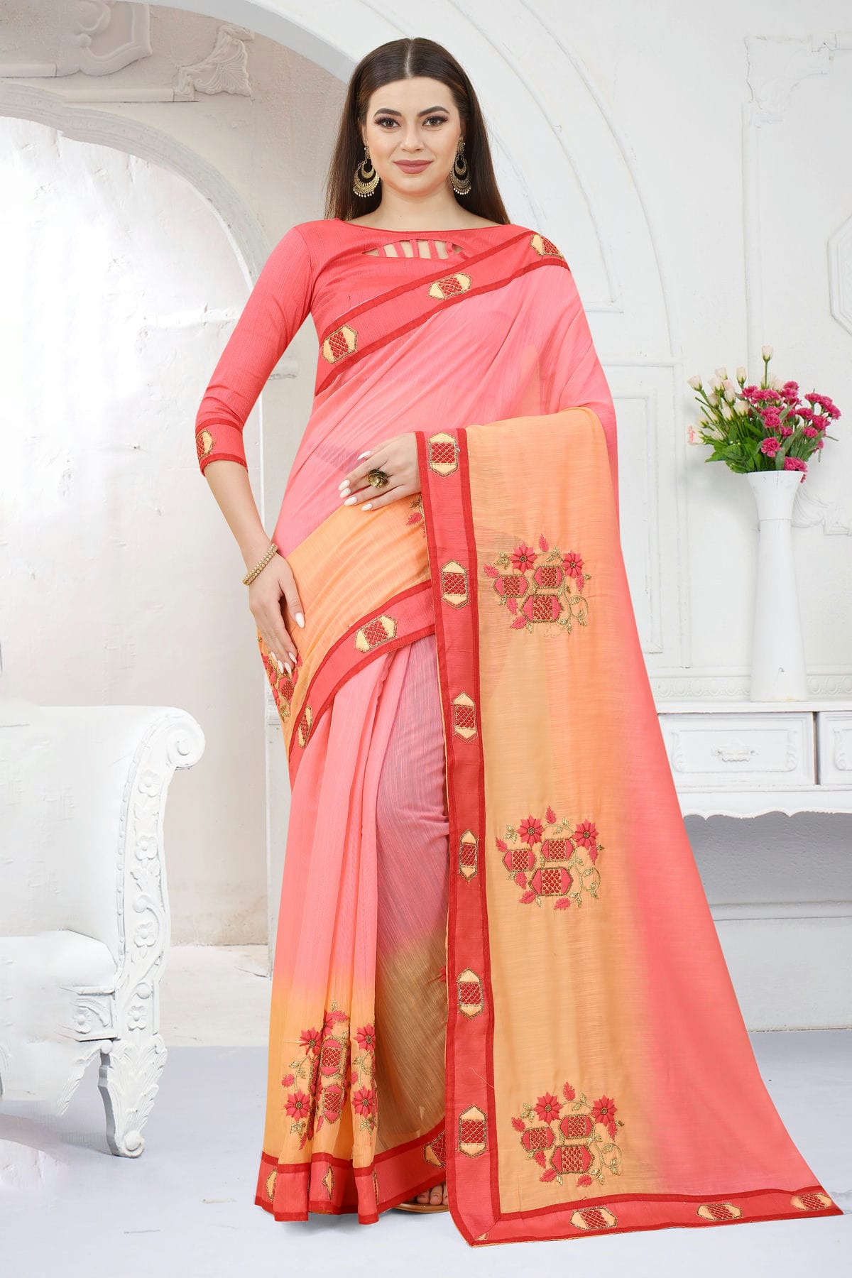 Pink Colour Art Silk Designer Saree