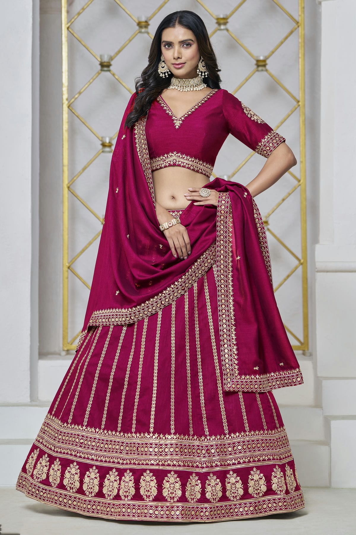 Pink Colour Art Silk Lehenga Choli