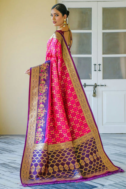 Pink Colour Banarasi Silk Saree