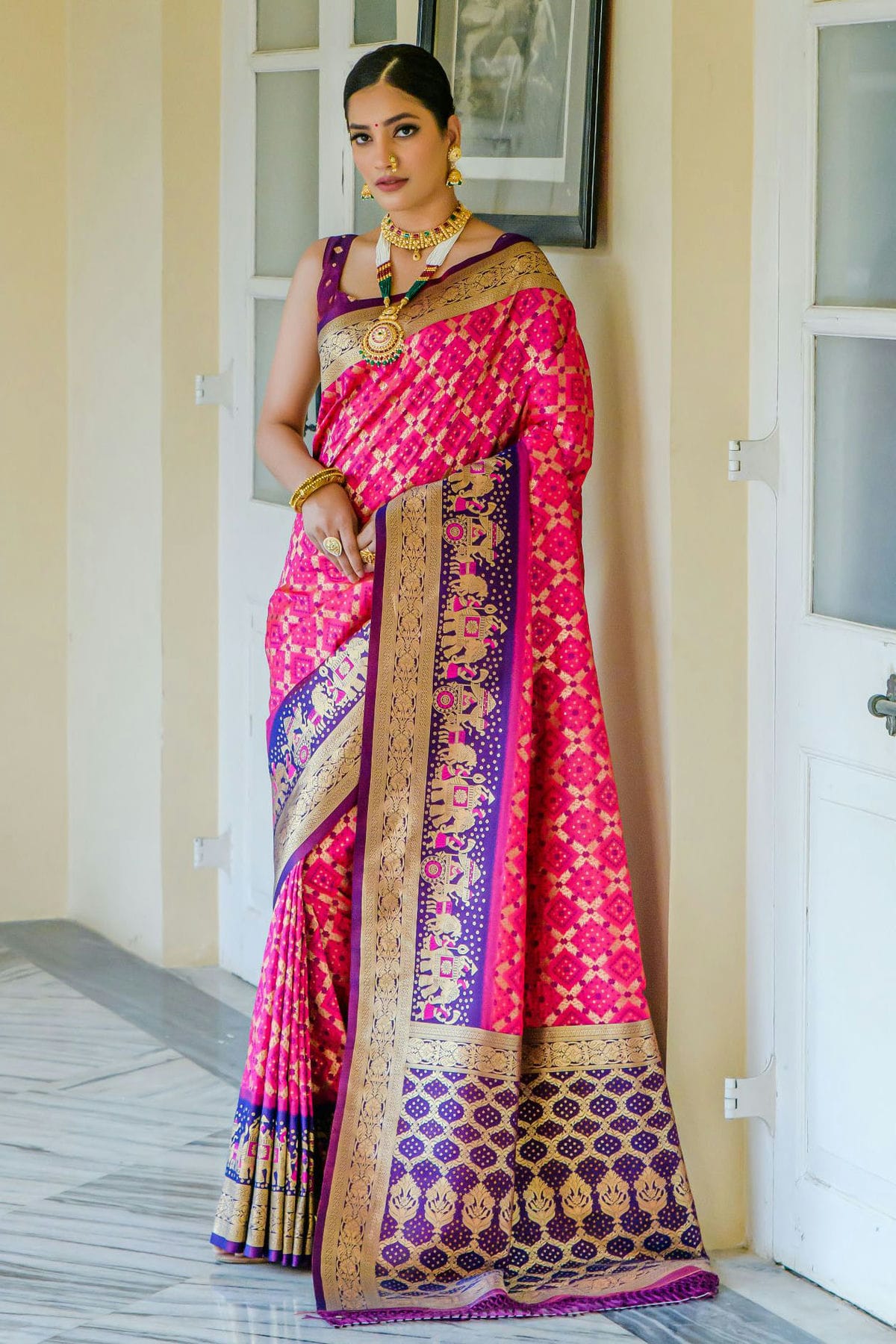 Pink Colour Banarasi Silk Saree