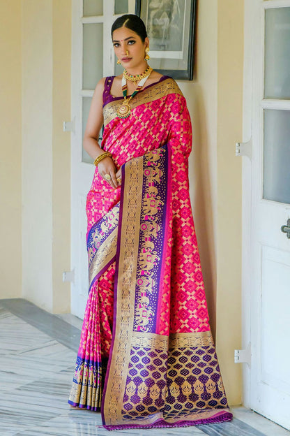 Pink Colour Banarasi Silk Saree