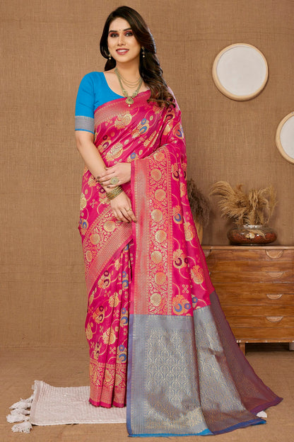 Pink Colour Banarasi Silk Saree