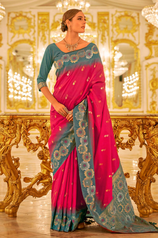 Pink Colour Banarasi Silk Saree