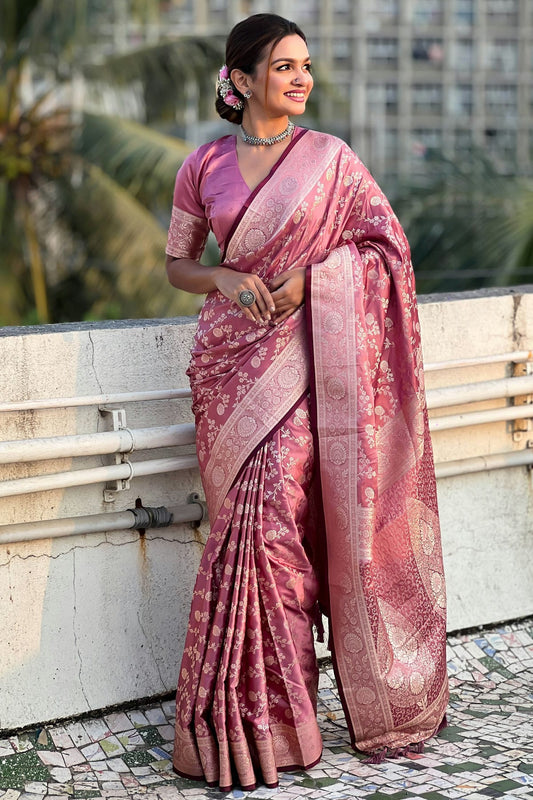 Pink Colour Banarasi Silk Traditional Saree