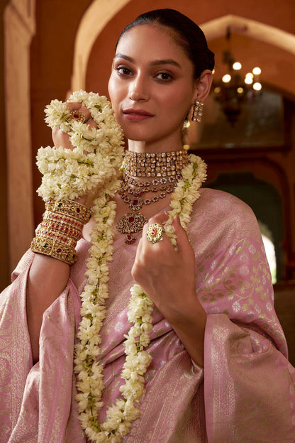 Pink Colour Banarasi Silk Traditional Saree