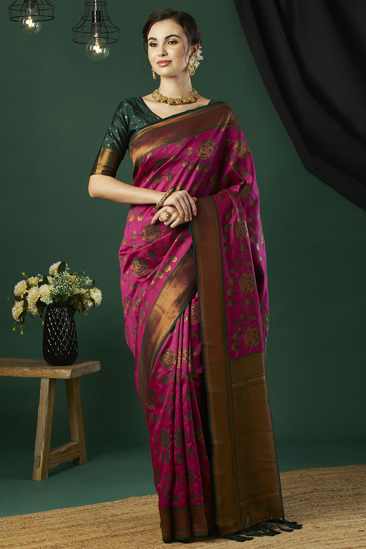 Pink Colour Banarasi Silk Traditional Saree