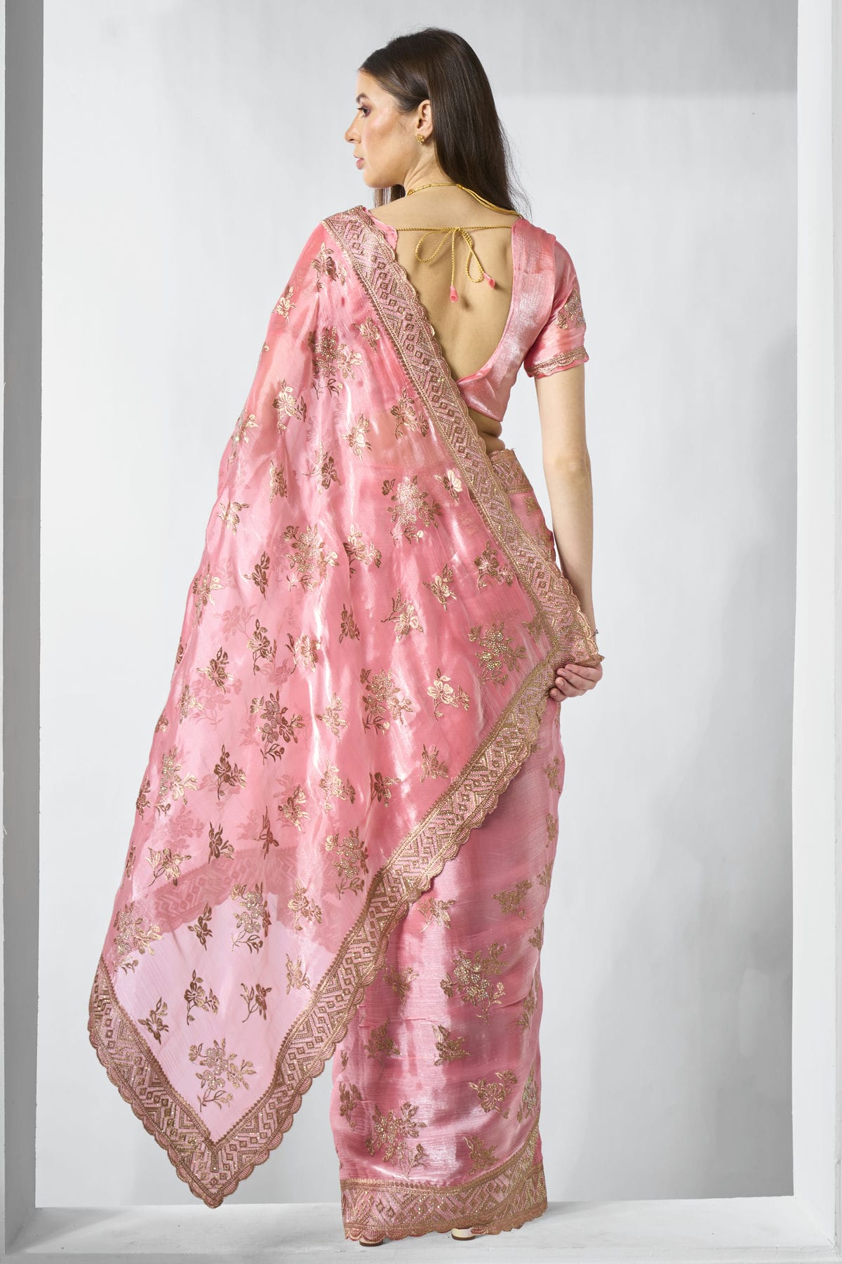 Pink Colour Burburry Designer Saree