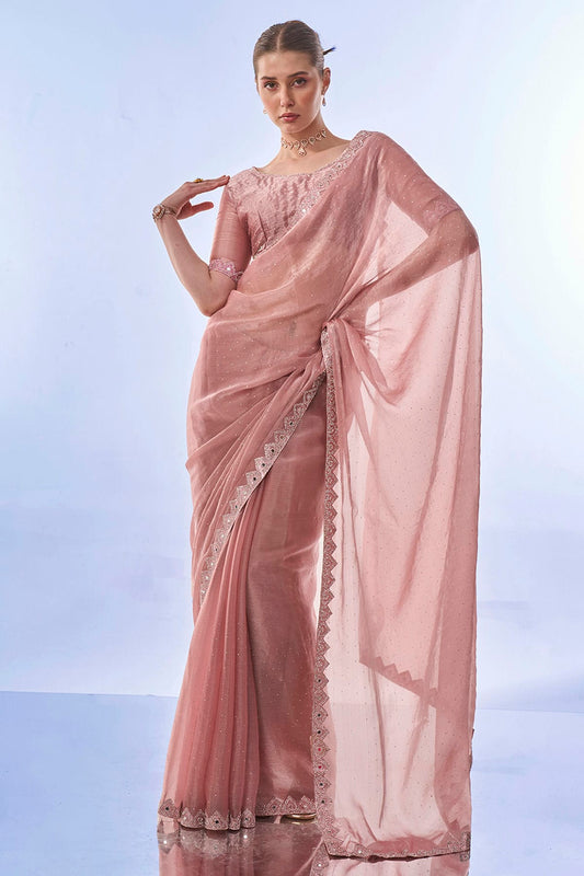 Pink Colour Burburry Saree