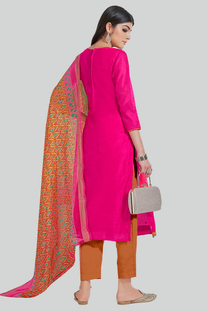 Pink Colour Chanderi Silk Pant Style Suit