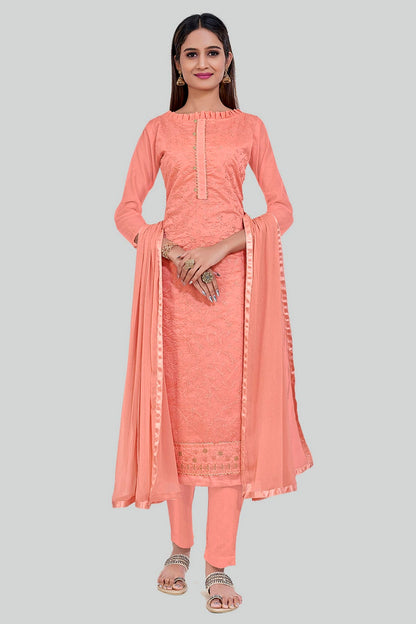 Pink Colour Chanderi Silk Pant Style Suit