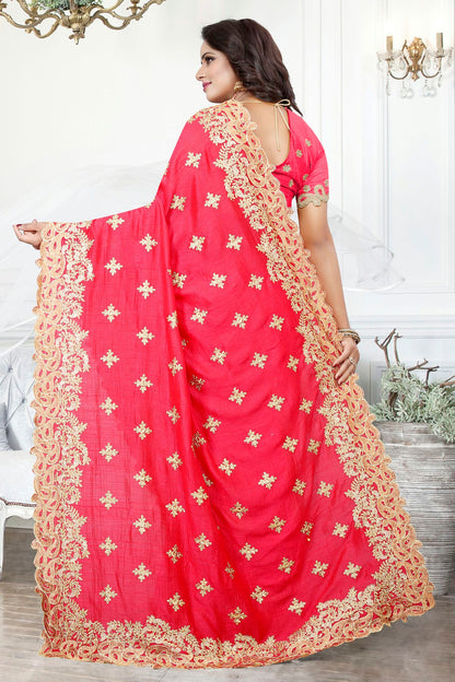 Pink Colour Cherry Silk Designer Saree