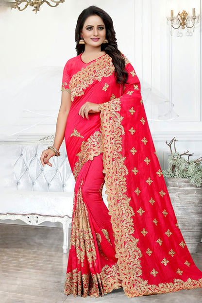 Pink Colour Cherry Silk Designer Saree